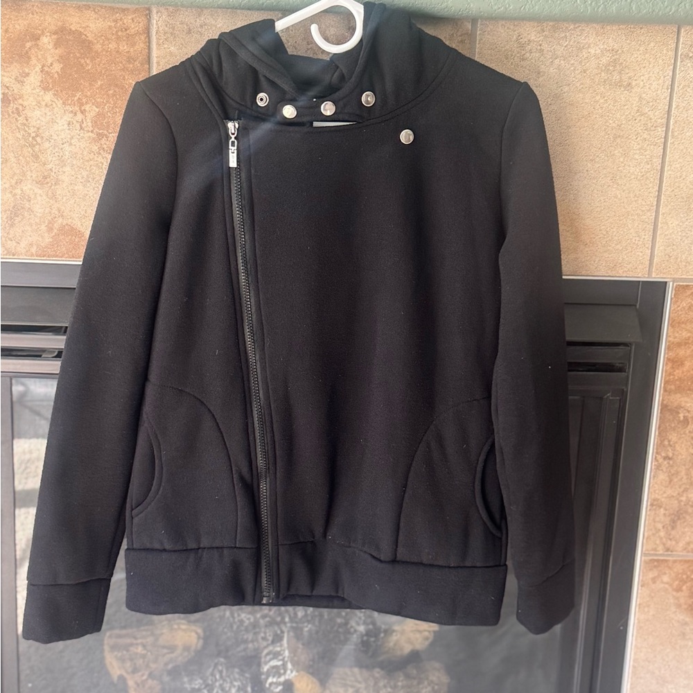Women’s Black Asymmetrical Moto Style Zip Jacket